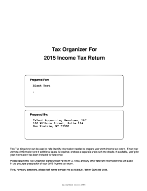 2015 Income Tax Return Organizer