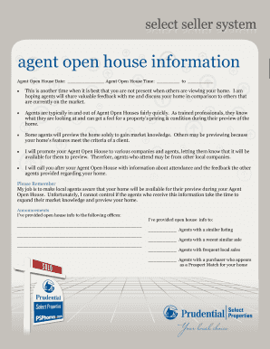Agent Open House Information