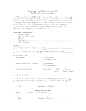 Family and Medical Leave Act Request Form