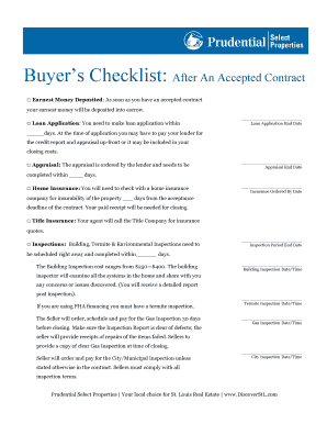 Buyers Checklist: After An Accepted Contract Earnest Money Deposited: As soon as you have an accepted contract your earnest money will be deposited into escrow