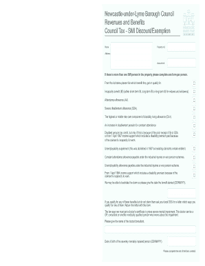 Council Tax SMI Discount/Exemption Form