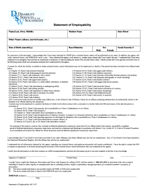 Statement of Employability