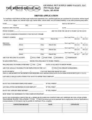 Driver Application Form