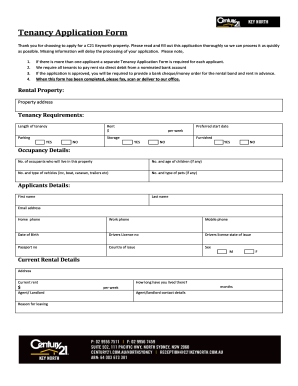 Tenancy Application Form 2015 C21 KeyNorth