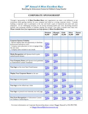 Corporate sponsorship letter - CORPORATE SPONSORSHIP - Achievement Centers