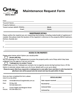 Maintenance Request Form
