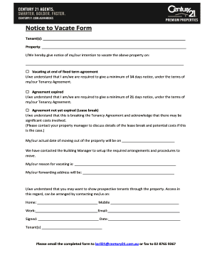 Notice to Vacate Form