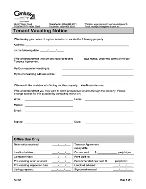 Tenant Vacating Notice