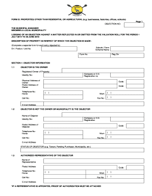 Property Valuation Objection Form