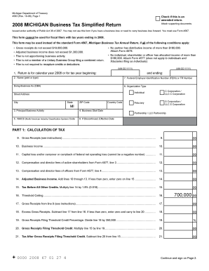 Michigan Business Tax Simplified Return