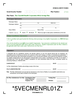 401(k) Savings Plan Enrollment Form