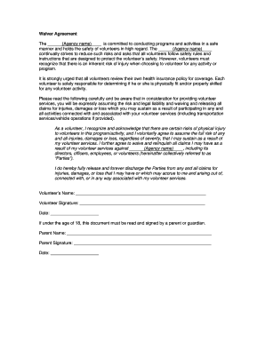 Volunteer Waiver Agreement