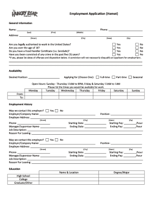 Employment Application Form