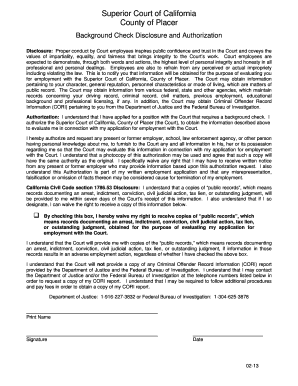 California Background Check Disclosure and Authorization