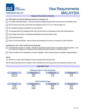 Malaysia Visa Application Form