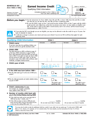 Schedule EIC Form 1040A or 1040