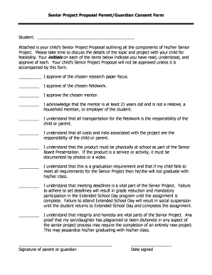 Senior Project Proposal Parent Consent Form