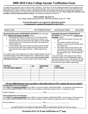 Utica College Income Verification Form