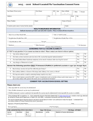 School-Located Flu Vaccination Consent Form