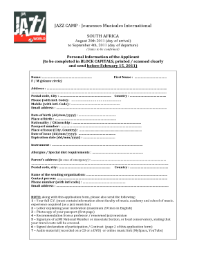 (Dates to be confirmed)