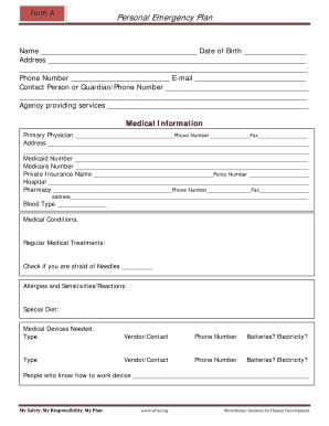 Personal Emergency Plan