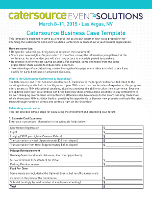 Catersource Conference Business Case Template