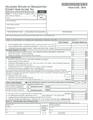 Oklahoma Return of Organization Form 512E