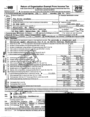 Form 990 Tax Exempt Organization Return