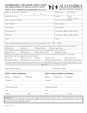 Interdistrict Transfer Application