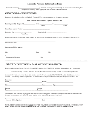 Automatic Payment Authorization Form