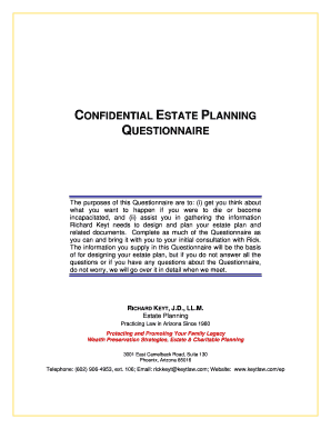 Confidential Estate Planning Questionnaire