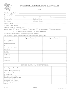 Confidential Estate Planning Questionnaire