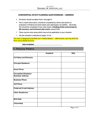 Confidential Estate Planning Questionnaire