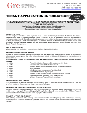 Victoria Residential Tenancy Application