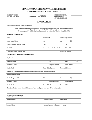 Apartment Lease Application Agreement and Disclosure
