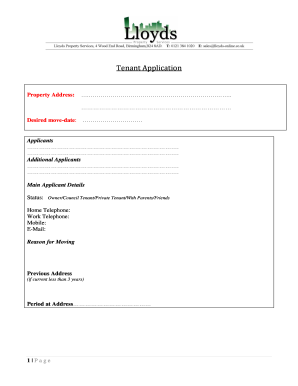 Tenant Application Form
