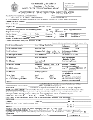 Massachusetts Electrical Work Permit Application