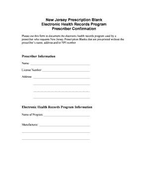 New Jersey Prescription Blank Prescriber Confirmation