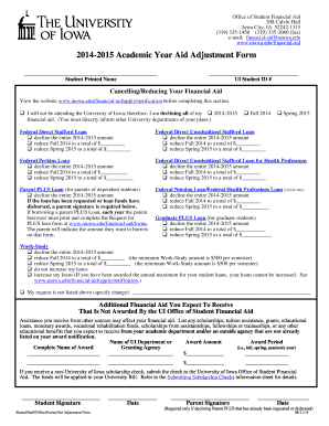 2014-2015 Academic Year Aid Adjustment Form