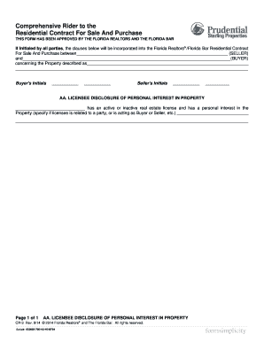 Comprehensive Rider to Florida Residential Contract