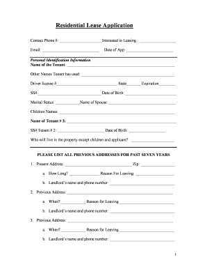 Residential Lease Application