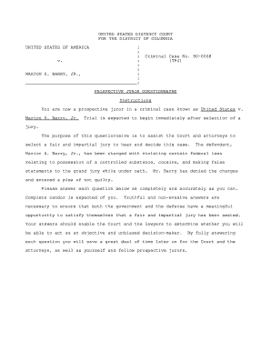Prospective Juror Questionnaire