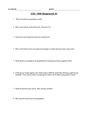Earth Science Homework Assignment