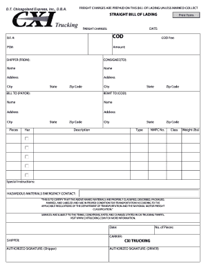 Straight Bill of Lading