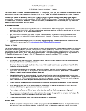 Florida All-State Concerts Participant Contract