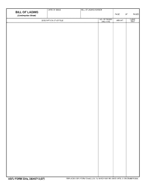 USFJ Form 334a Bill of Lading