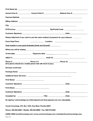 Wedding and Event Contract