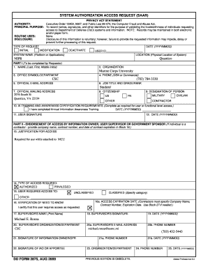 System Authorization Access Request Form