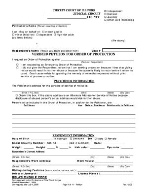 Illinois Order of Protection Petition