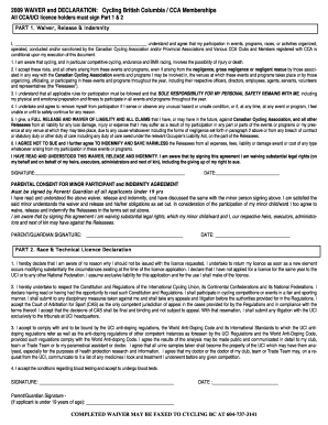 Cycling BC Waiver and Declaration Form